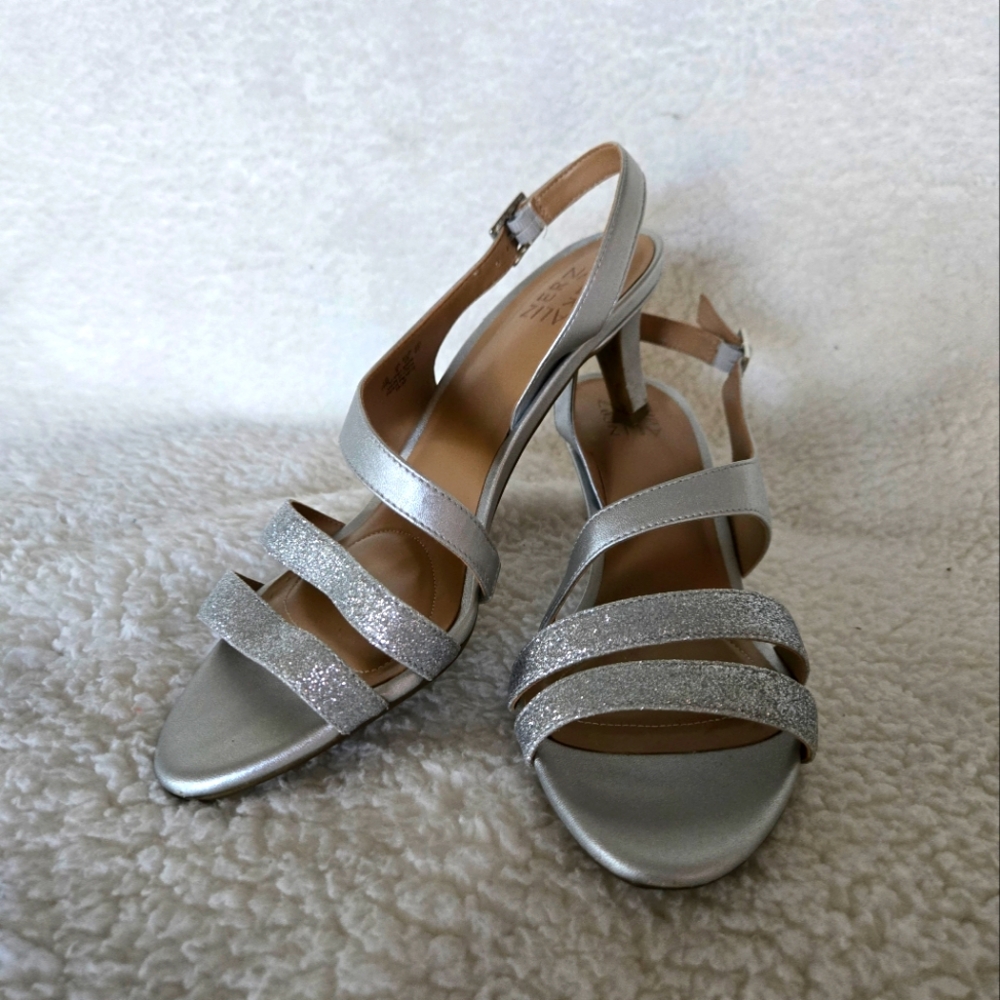 Naturalizer Taimi, Silver Pearl Glitter Heels - Size 10 BNIB